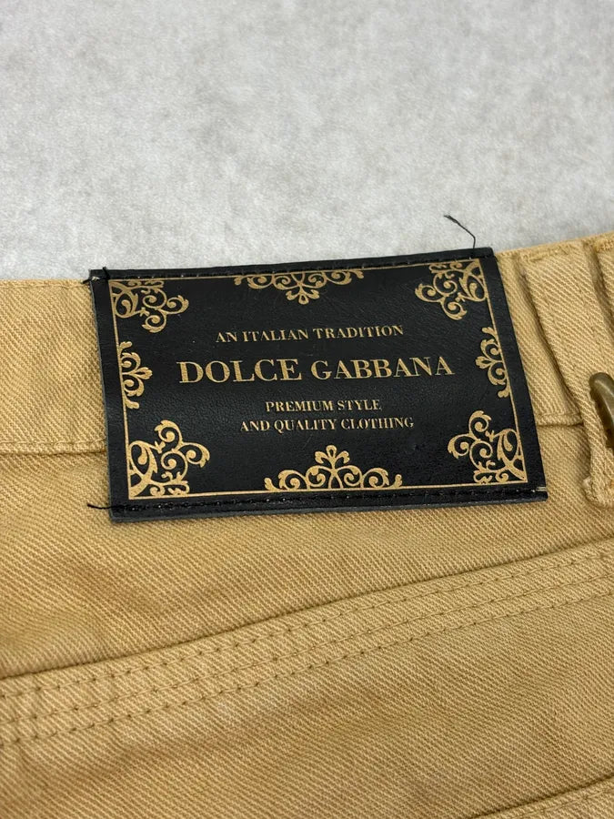 2000s Dolce & Gabbana Beige Studded Flared Pants fkmDHol 10