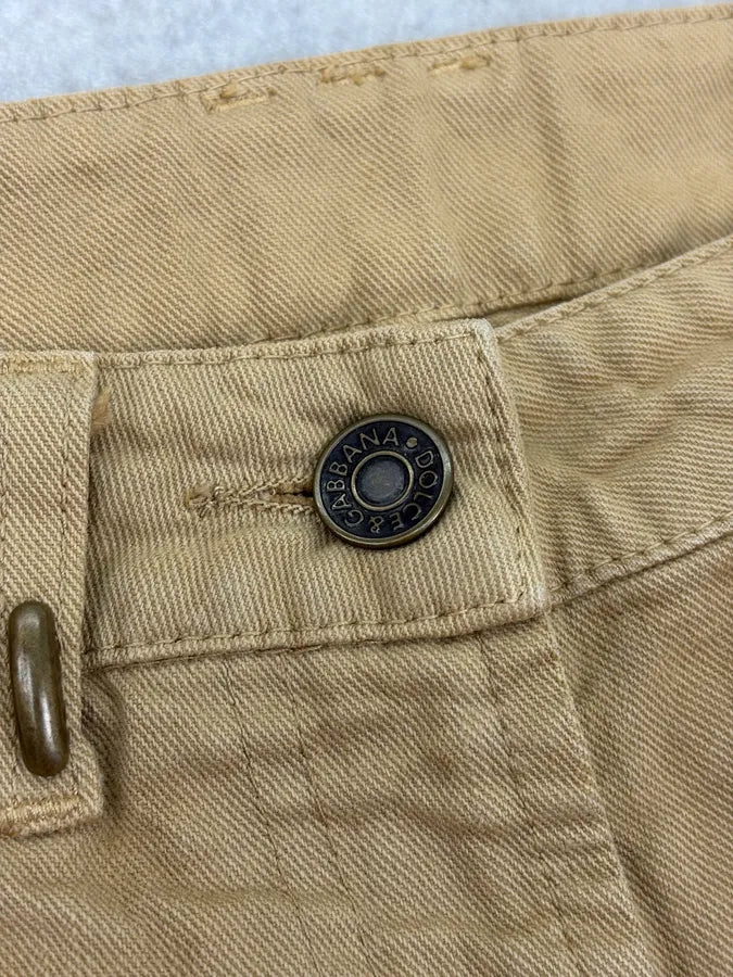 2000s Dolce & Gabbana Beige Studded Flared Pants fkmDHol 9