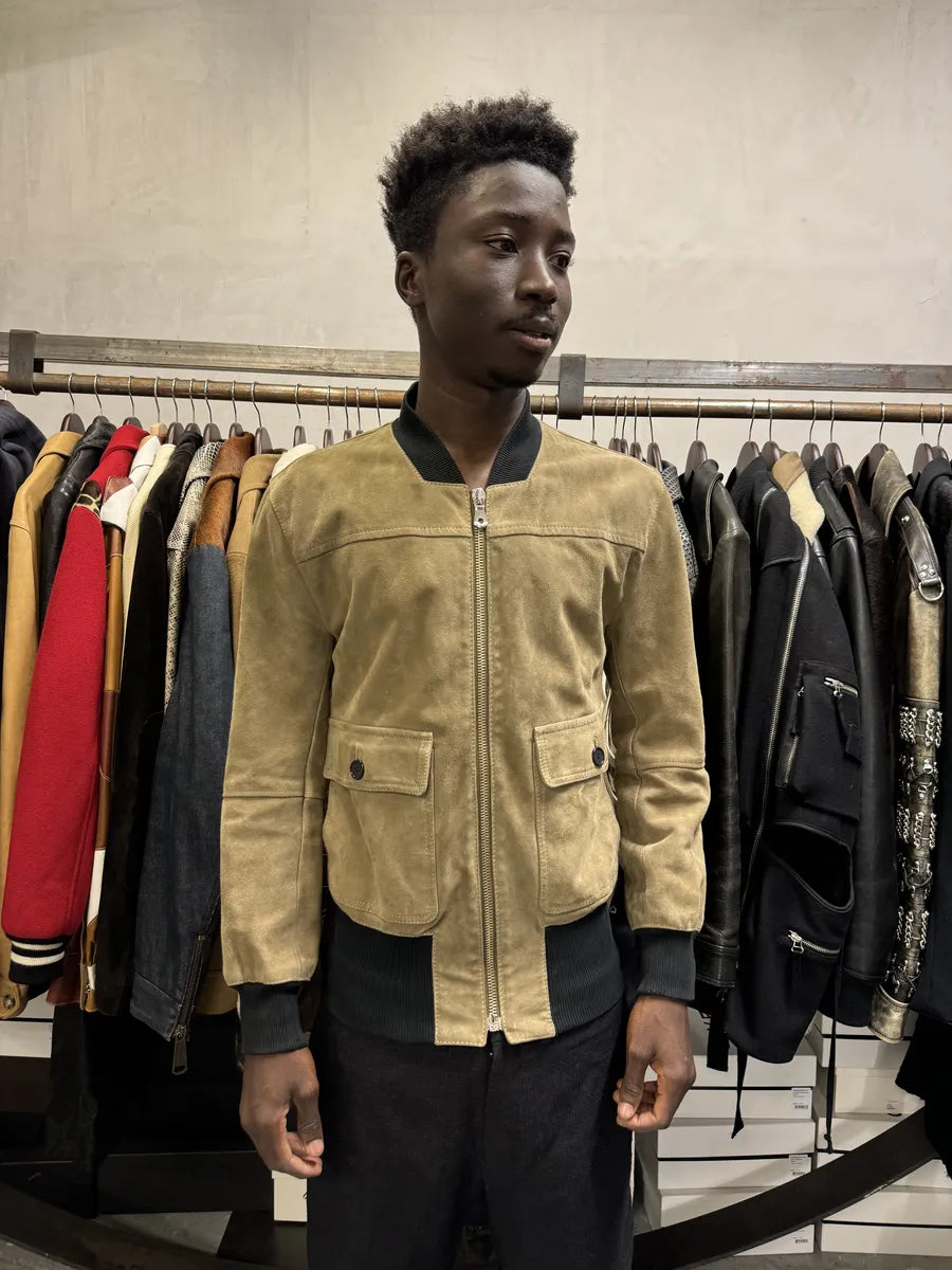 2000s Dolce & Gabbana Beige Suede Leather Jacket arECZHJ 1