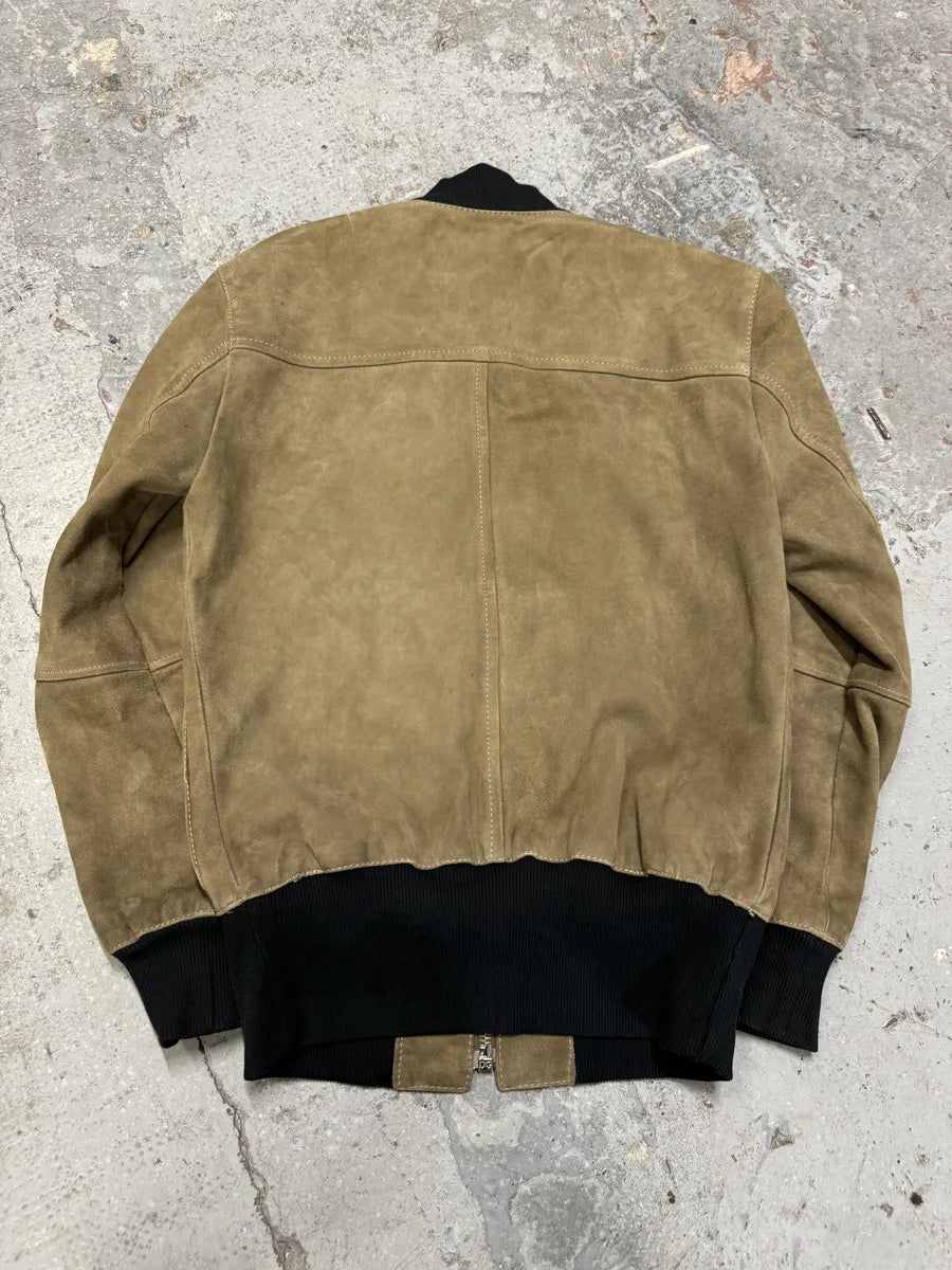 2000s Dolce & Gabbana Beige Suede Leather Jacket arECZHJ 3