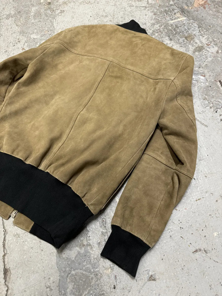 2000s Dolce & Gabbana Beige Suede Leather Jacket arECZHJ 4