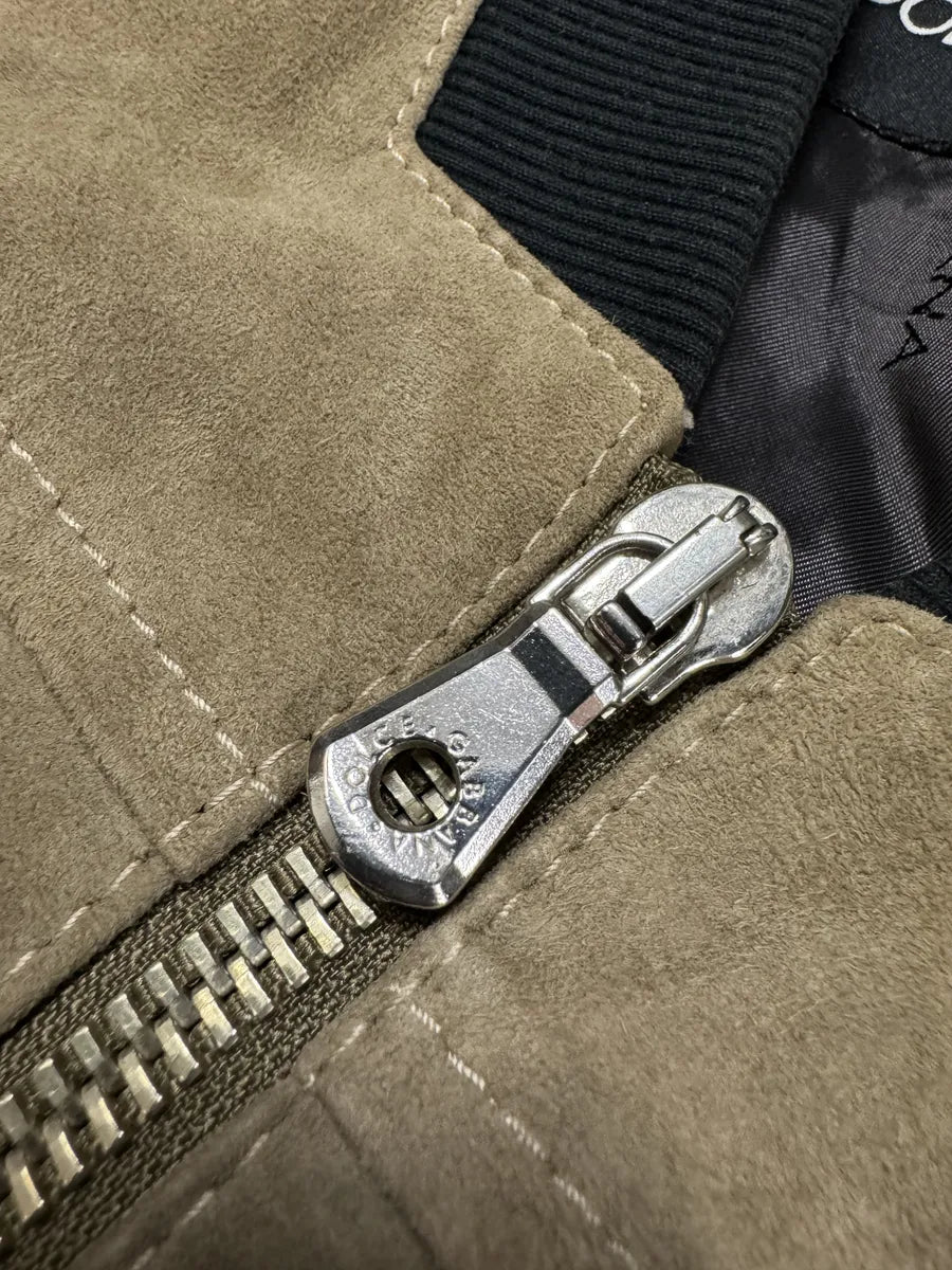 2000s Dolce & Gabbana Beige Suede Leather Jacket arECZHJ 5