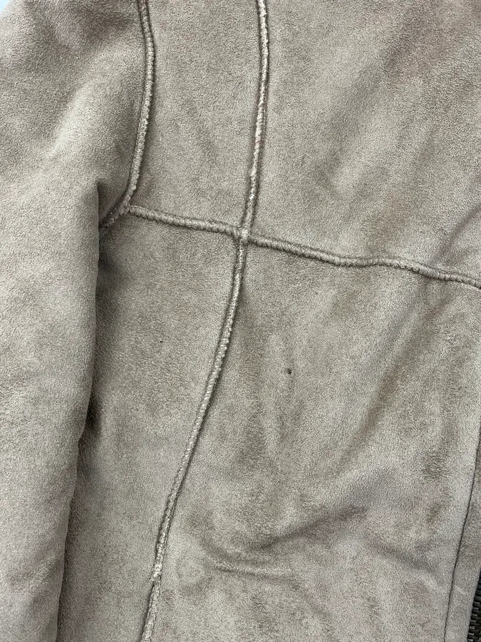 2000s Dolce & Gabbana Beige Suede Leather Shearling Jacket kTUCuhB 10