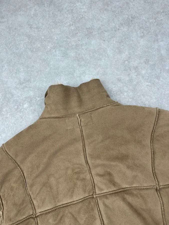2000s Dolce & Gabbana Beige Suede Leather Shearling Jacket kTUCuhB 5