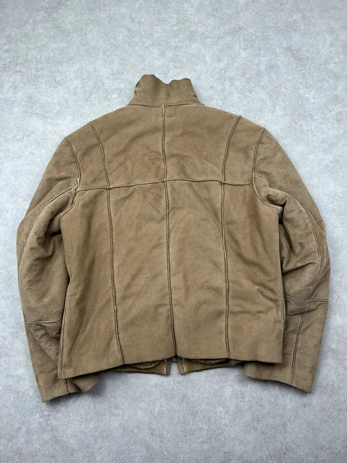 2000s Dolce & Gabbana Beige Suede Leather Shearling Jacket kTUCuhB 6
