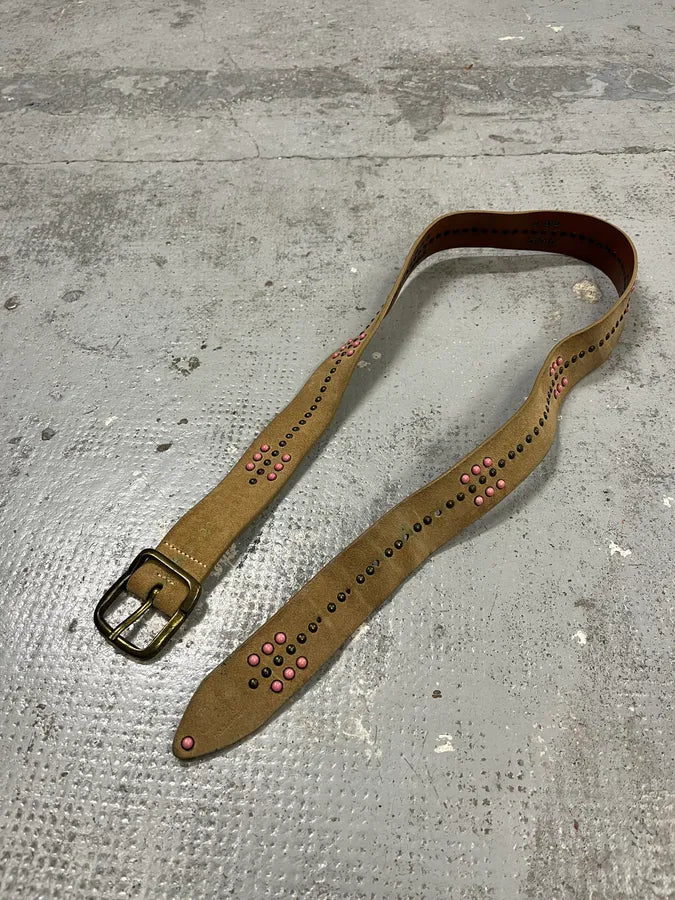 2000s Dolce & Gabbana Beige Suede Leather Studded Belt CbEwxXY 2