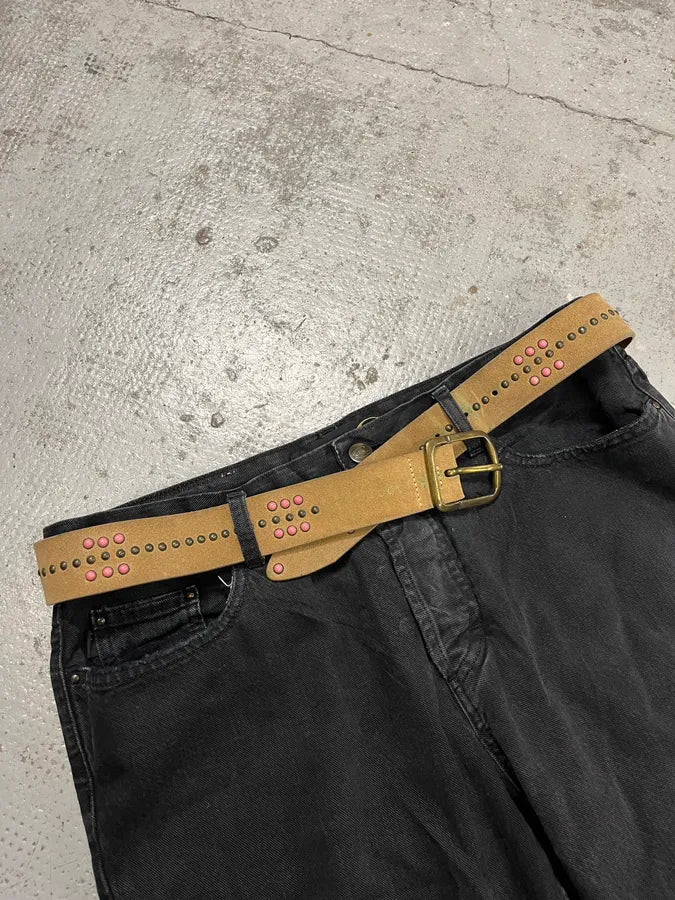 2000s Dolce & Gabbana Beige Suede Leather Studded Belt CbEwxXY 3