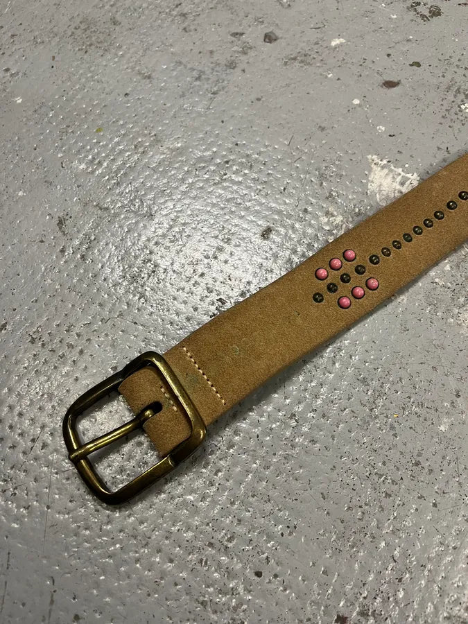2000s Dolce & Gabbana Beige Suede Leather Studded Belt CbEwxXY 5