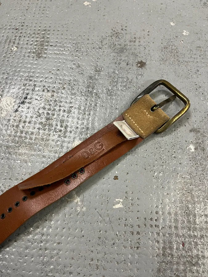 2000s Dolce & Gabbana Beige Suede Leather Studded Belt CbEwxXY 7