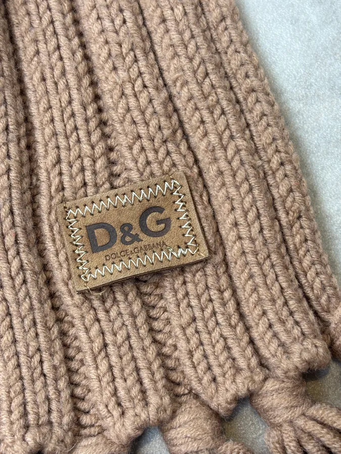 2000s Dolce & Gabbana Beige Wool Fringe Scarf nMUICxQ 3