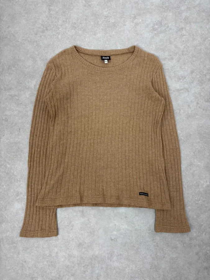 2000s Dolce & Gabbana Beige Wool Sweater kGqDwXc 0