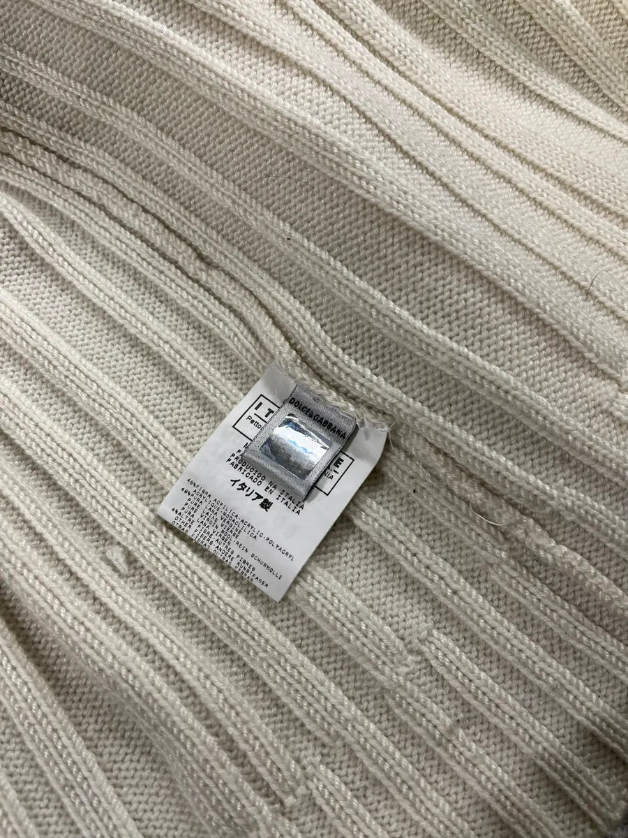 2000s Dolce & Gabbana Beige Wool Zip Up Cardigan Sweater (S) 10