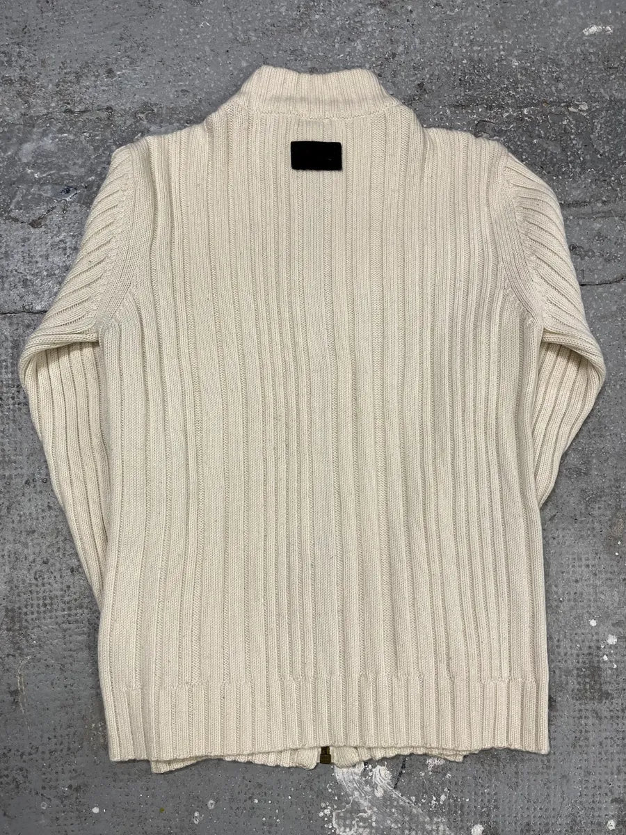 2000s Dolce & Gabbana Beige Wool Zip Up Cardigan Sweater (S) 4