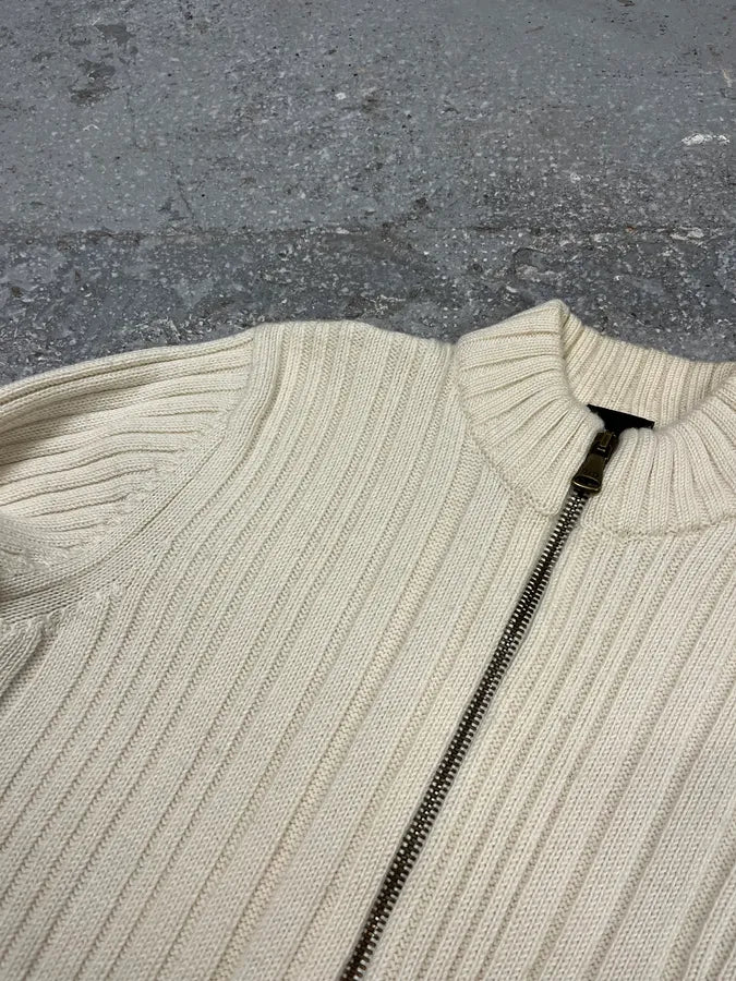 2000s Dolce & Gabbana Beige Wool Zip Up Cardigan Sweater (S) 7