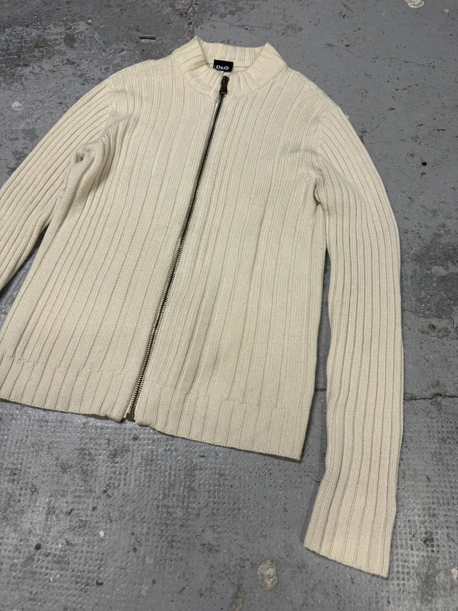 2000s Dolce & Gabbana Beige Wool Zip-Up Sweater JBeDnXj 3