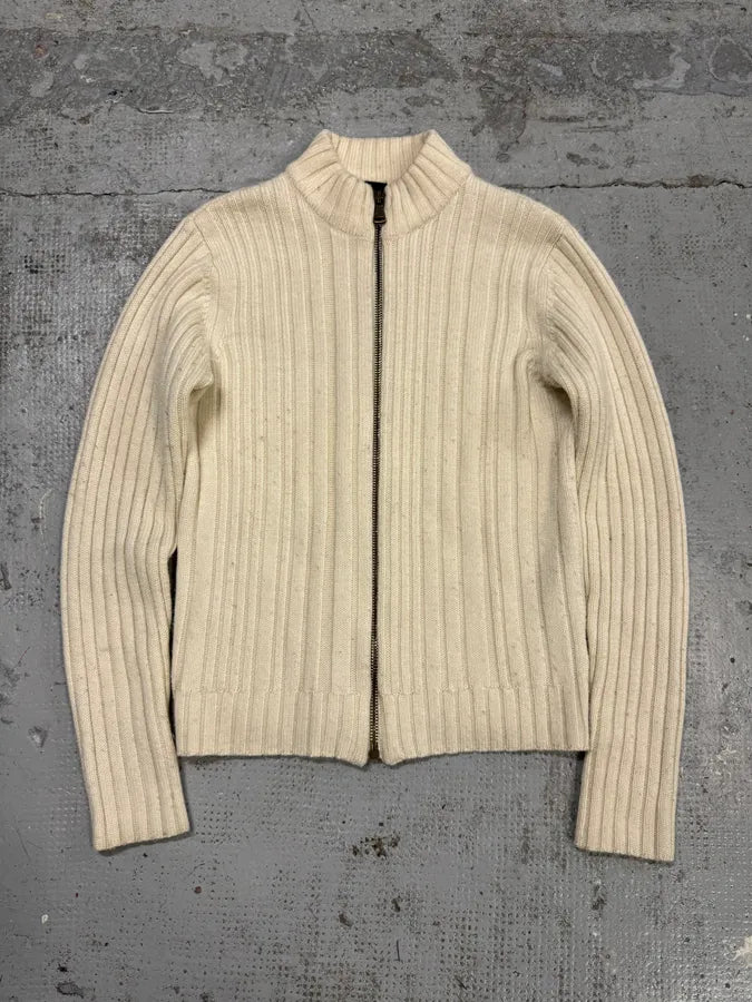 2000s Dolce & Gabbana Beige Wool Zip-Up Sweater KnvEoNI 0