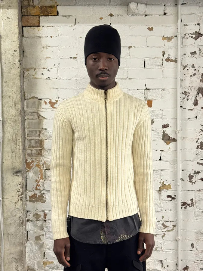 2000s Dolce & Gabbana Beige Wool Zip-Up Sweater KnvEoNI 1