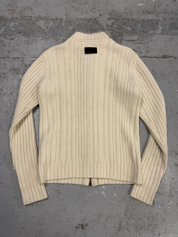 2000s Dolce & Gabbana Beige Wool Zip-Up Sweater KnvEoNI 3