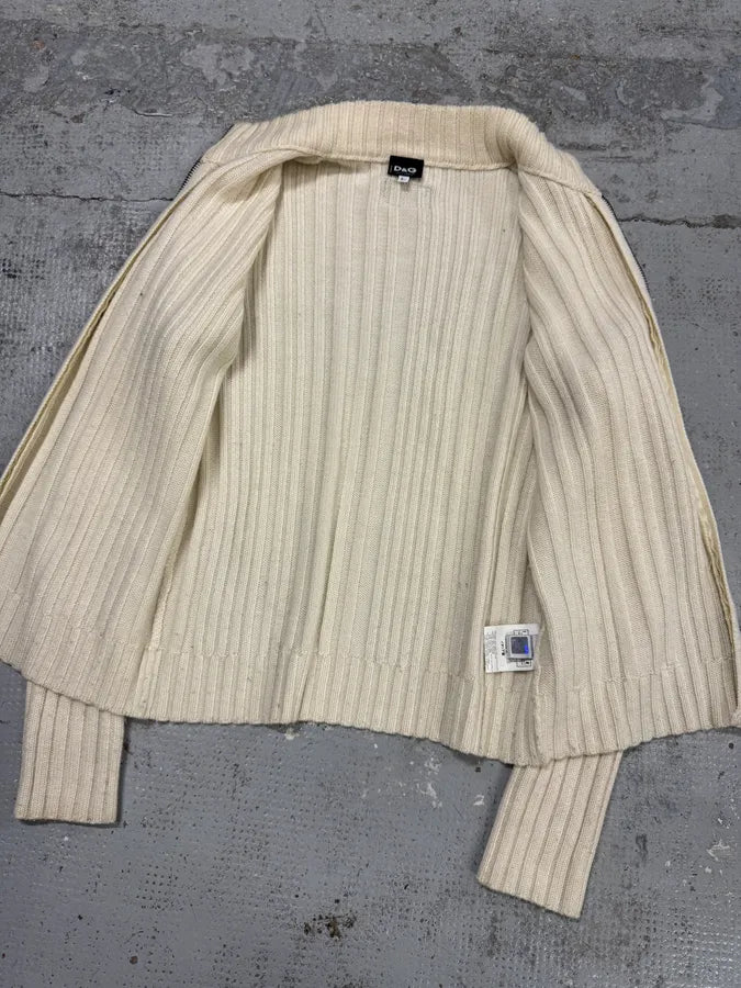 2000s Dolce & Gabbana Beige Wool Zip-Up Sweater KnvEoNI 6