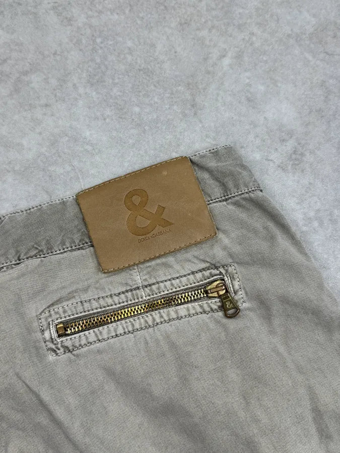 2000s Dolce & Gabbana Beige Zip Side Pocket Pants EkKsSZY 9