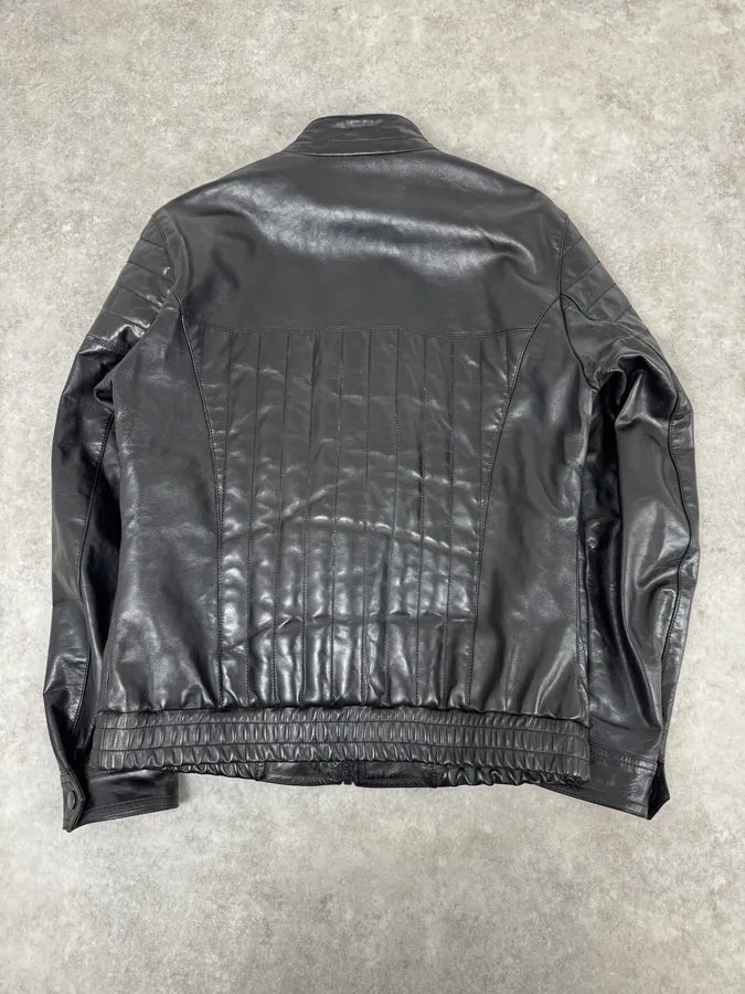 2000s Dolce & Gabbana Biker Black Leather Jacket VUGbnHM 3