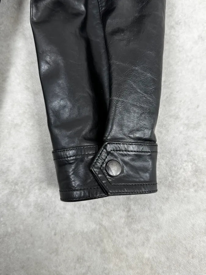 2000s Dolce & Gabbana Biker Black Leather Jacket VUGbnHM 8