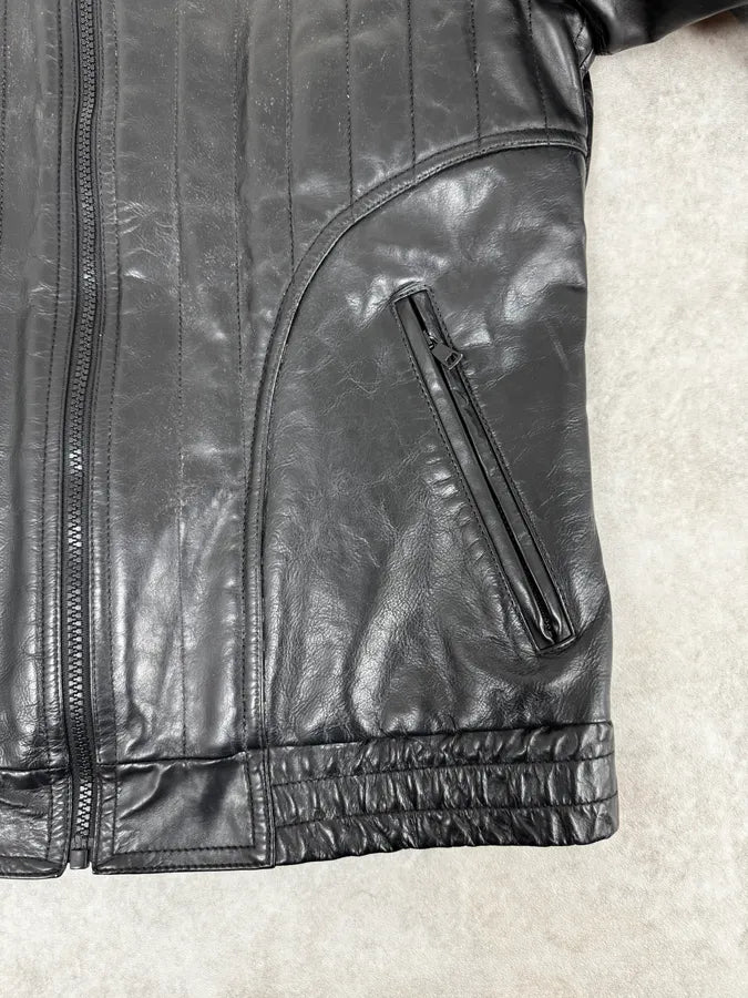 2000s Dolce & Gabbana Biker Black Leather Jacket VUGbnHM 7