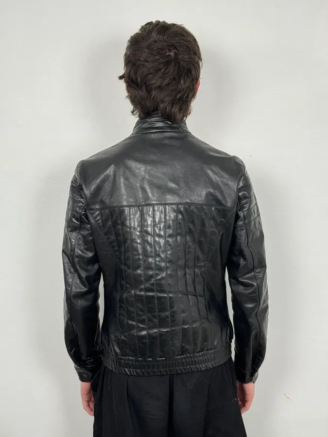 2000s Dolce & Gabbana Biker Black Leather Jacket VUGbnHM 2
