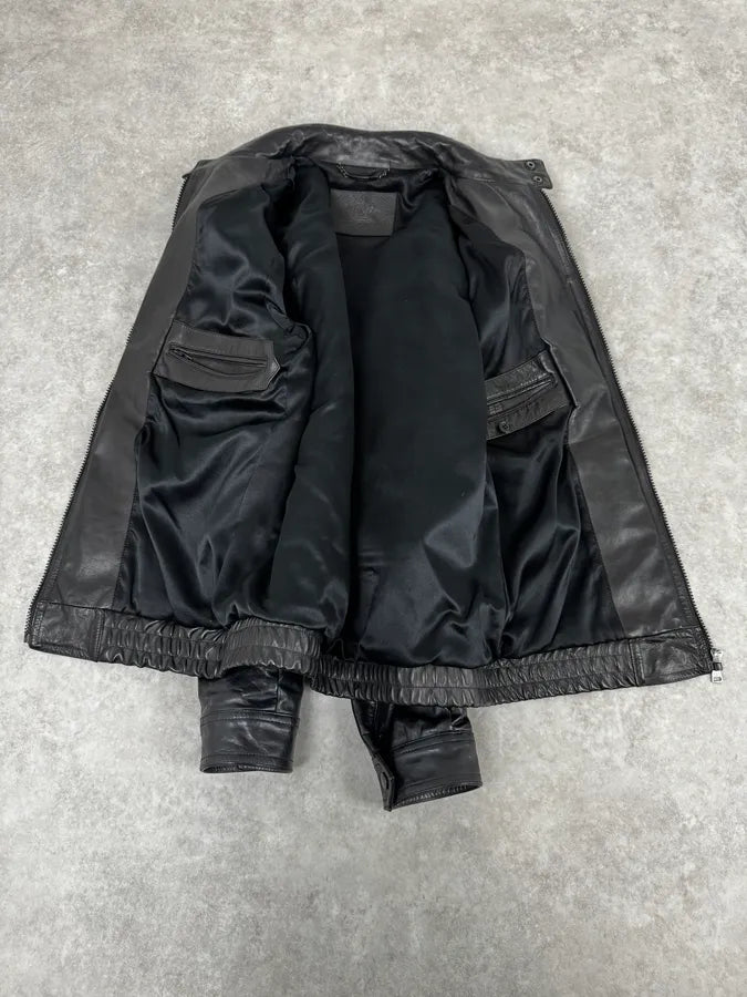 2000s Dolce & Gabbana Biker Black Leather Jacket VUGbnHM 6