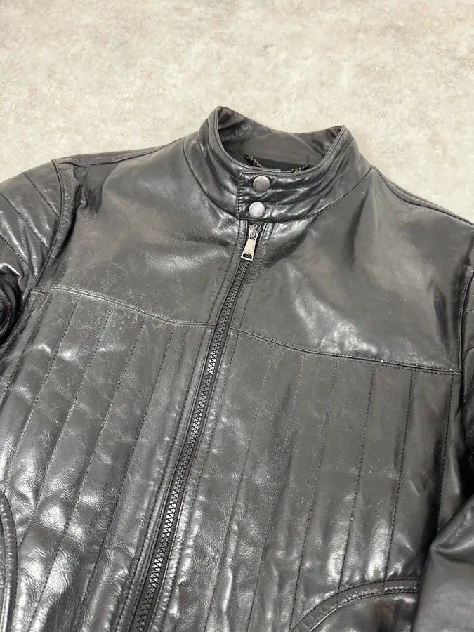 2000s Dolce & Gabbana Biker Black Leather Jacket VUGbnHM 4