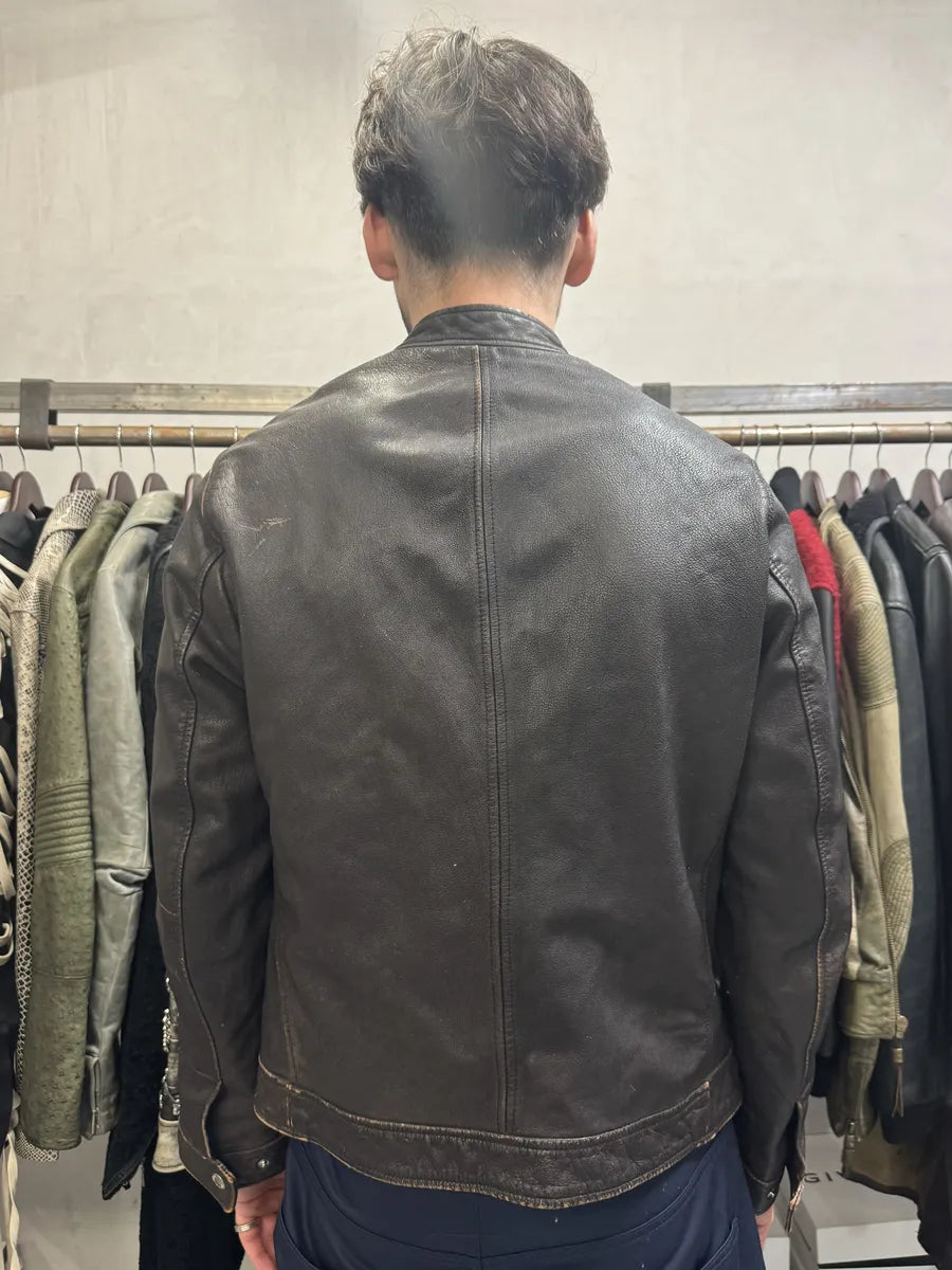 2000s Dolce & Gabbana Biker Brown Leather Jacket cKNYLEL 3