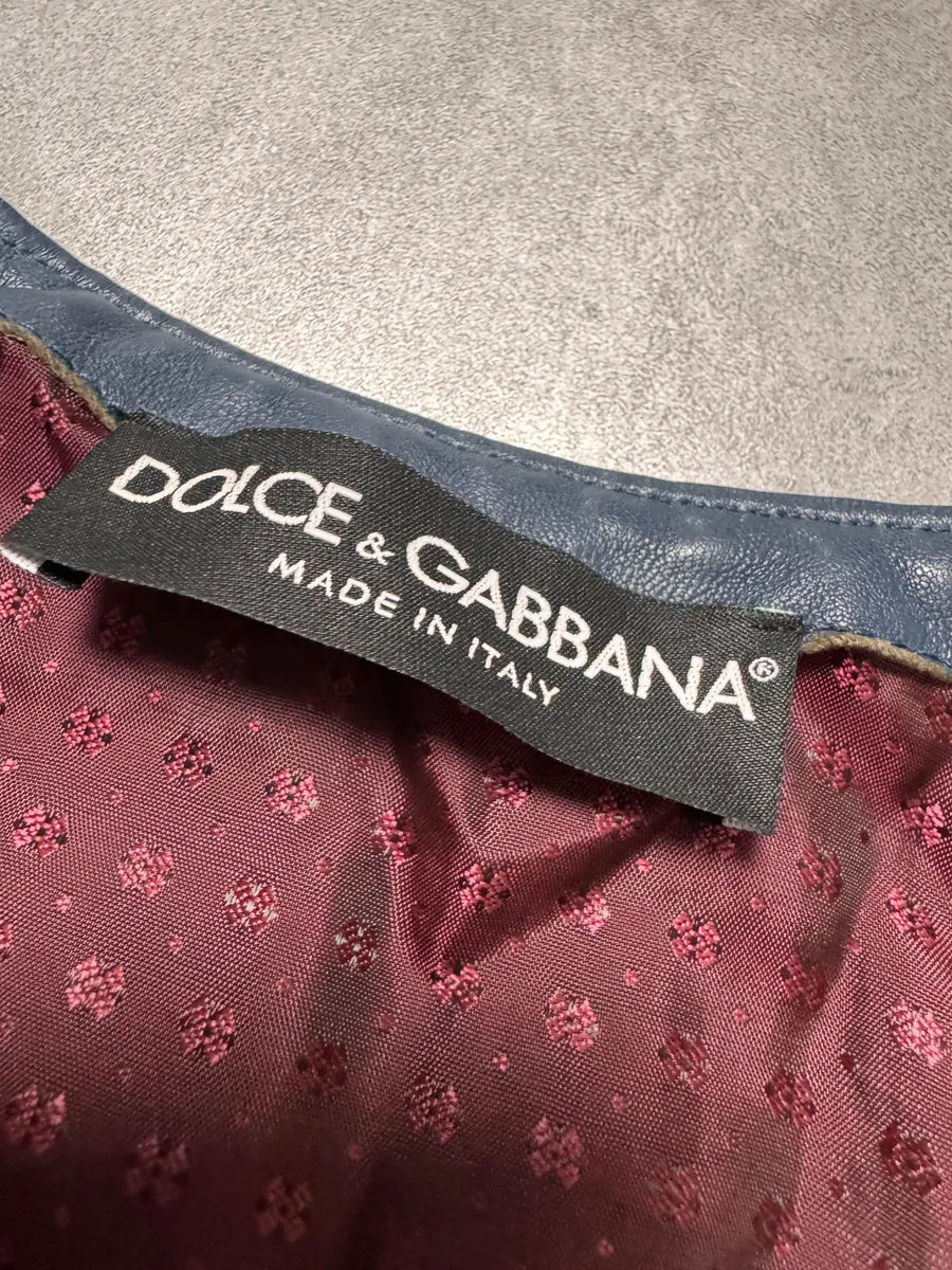 2000s Dolce & Gabbana Biker Red Squared Leather Jacket IQGUczb 5