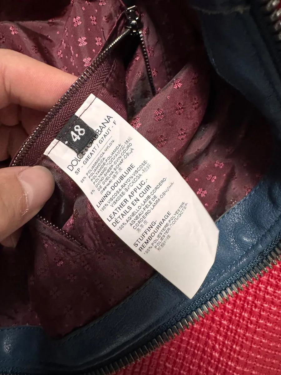 2000s Dolce & Gabbana Biker Red Squared Leather Jacket IQGUczb 6