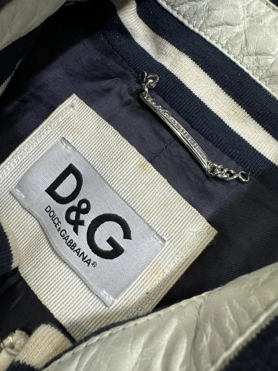 2000s Dolce & Gabbana Biker White Goat  Leather Jacket mmvBHAU 10