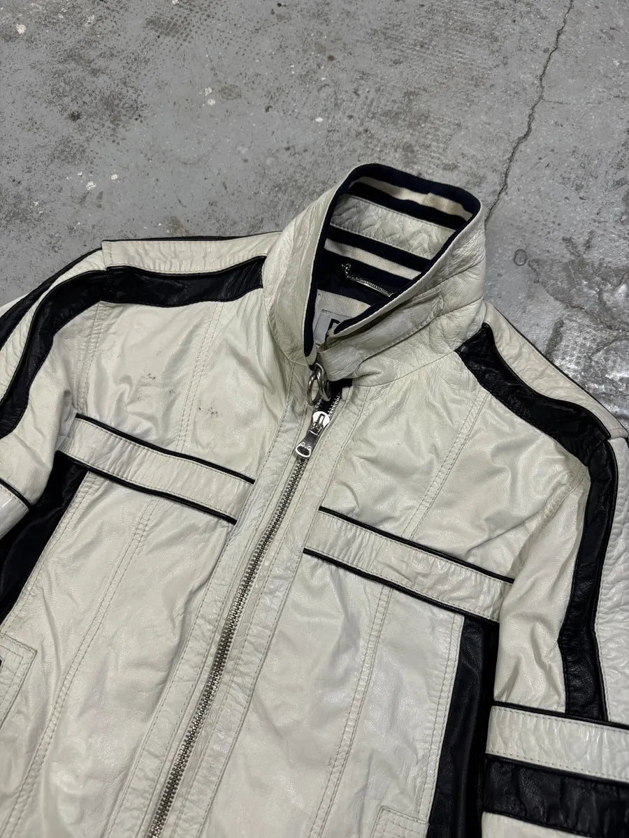 2000s Dolce & Gabbana Biker White Goat  Leather Jacket mmvBHAU 5