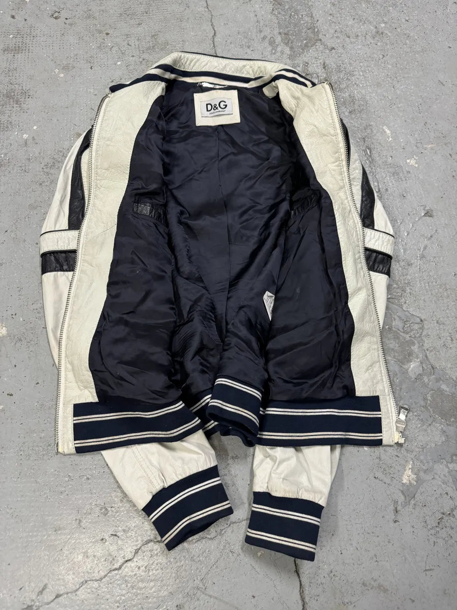 2000s Dolce & Gabbana Biker White Goat  Leather Jacket mmvBHAU 7