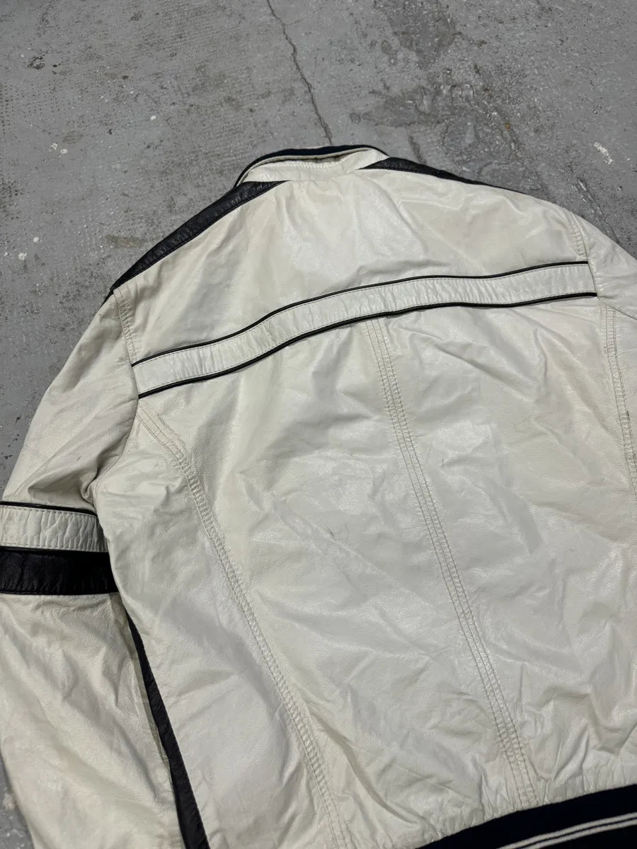 2000s Dolce & Gabbana Biker White Goat  Leather Jacket mmvBHAU 8