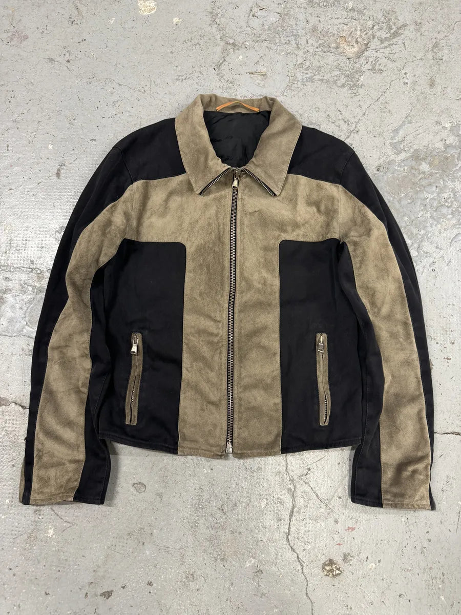 2000s Dolce & Gabbana Black & Beige Suede Cross Jacket (S/M) CBfZqGa 0