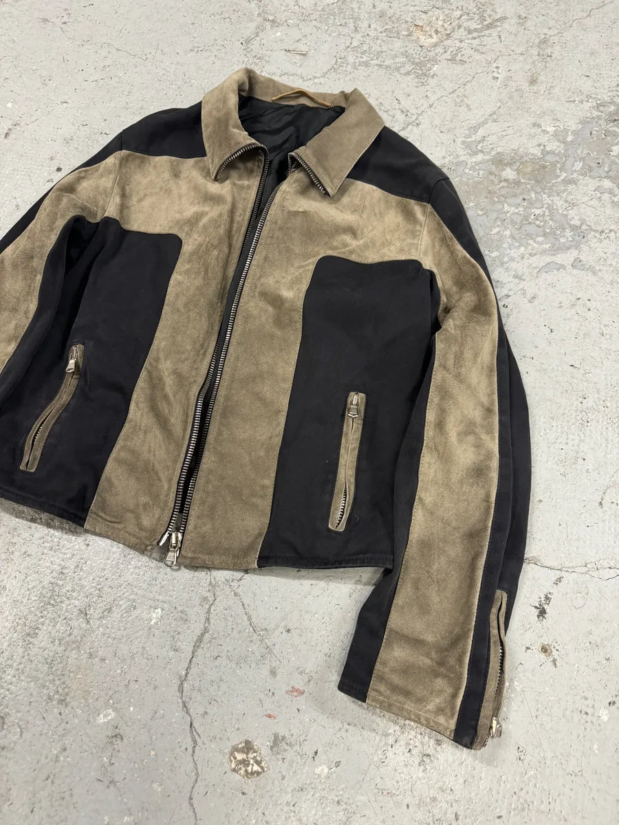 2000s Dolce & Gabbana Black & Beige Suede Cross Jacket (S/M) CBfZqGa 10