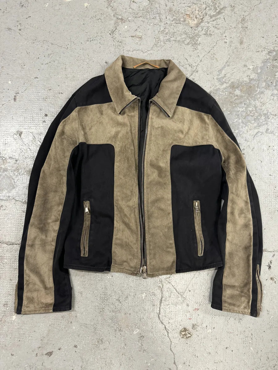 2000s Dolce & Gabbana Black & Beige Suede Cross Jacket (S/M) CBfZqGa 11