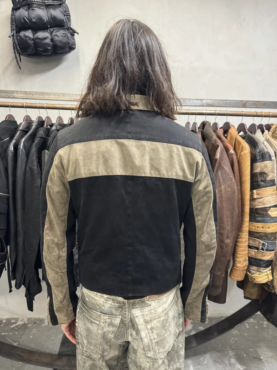 2000s Dolce & Gabbana Black & Beige Suede Cross Jacket (S/M) CBfZqGa 2