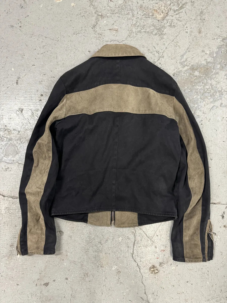 2000s Dolce & Gabbana Black & Beige Suede Cross Jacket (S/M) CBfZqGa 3