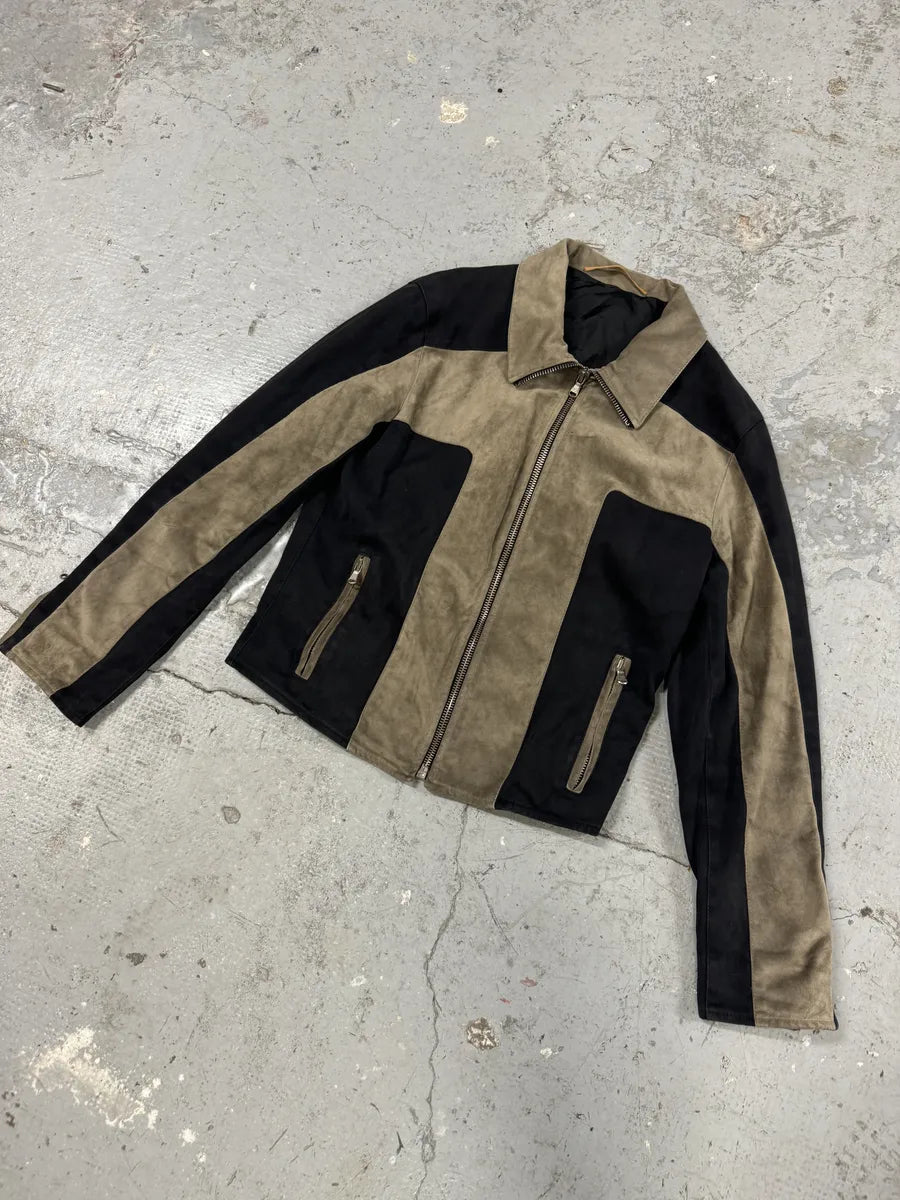 2000s Dolce & Gabbana Black & Beige Suede Cross Jacket (S/M) CBfZqGa 4
