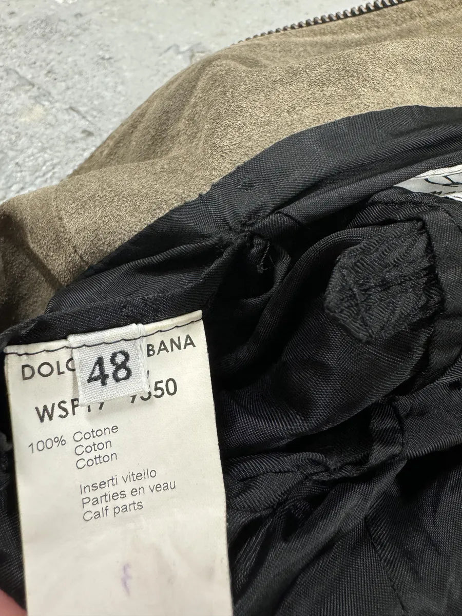 2000s Dolce & Gabbana Black & Beige Suede Cross Jacket (S/M) CBfZqGa 5