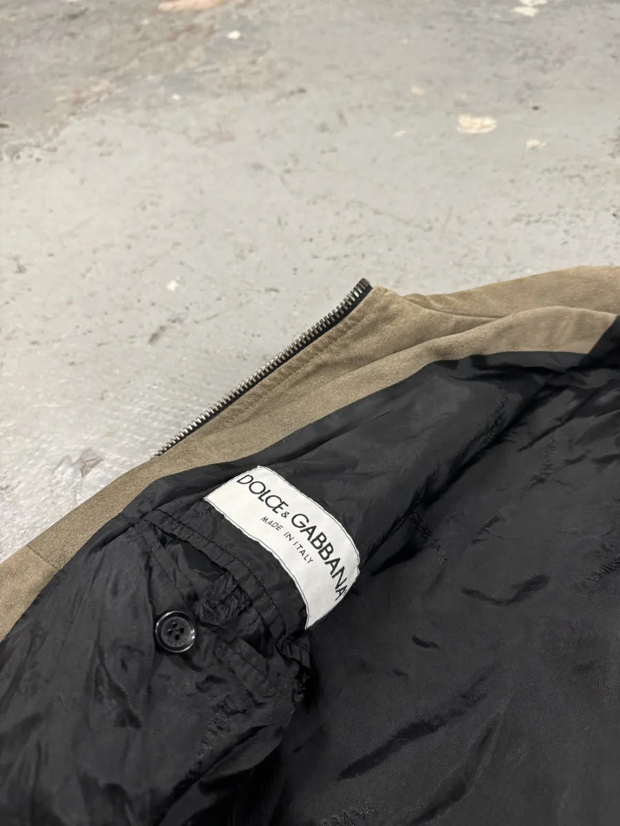 2000s Dolce & Gabbana Black & Beige Suede Cross Jacket (S/M) CBfZqGa 6