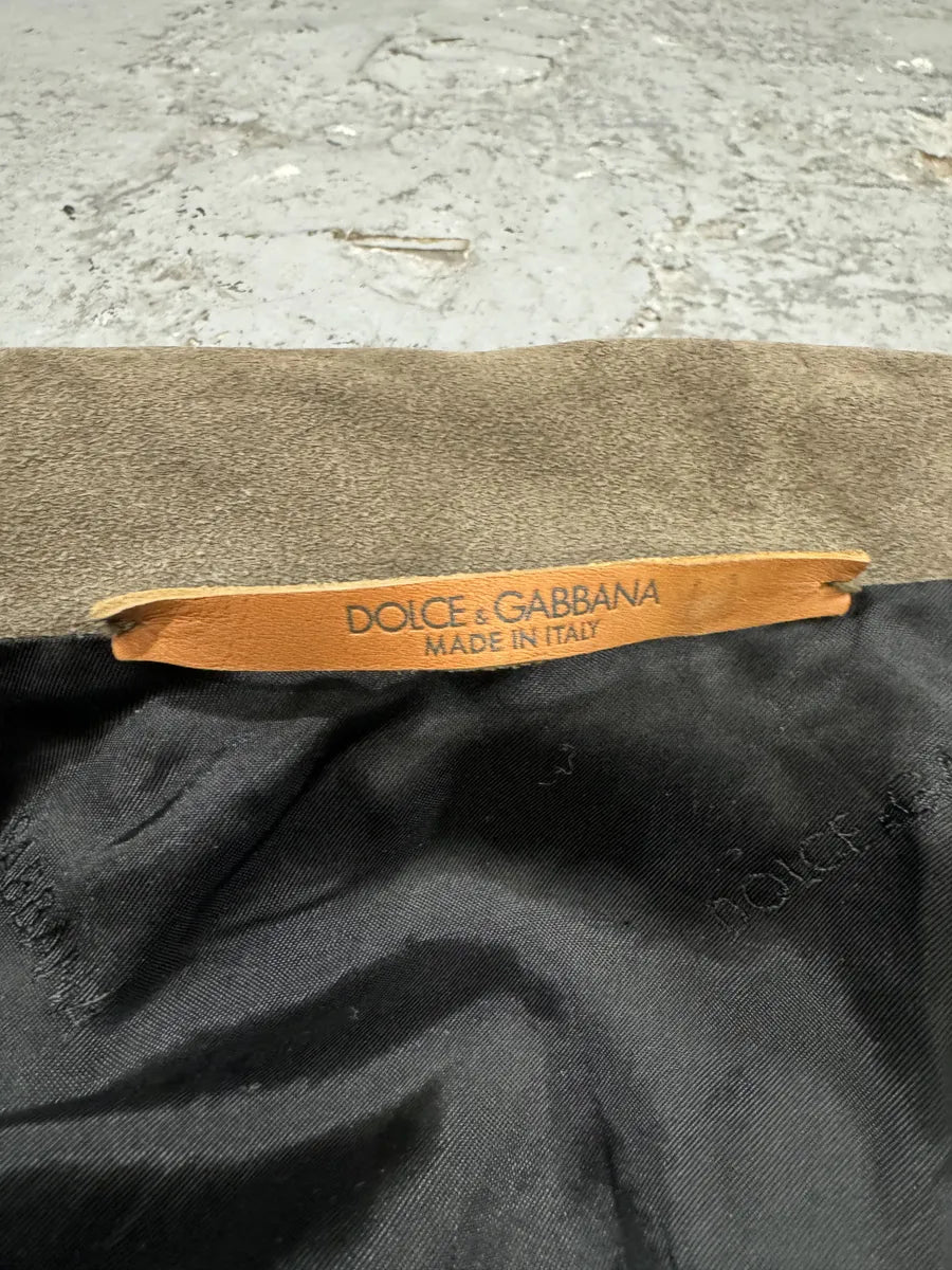 2000s Dolce & Gabbana Black & Beige Suede Cross Jacket (S/M) CBfZqGa 8