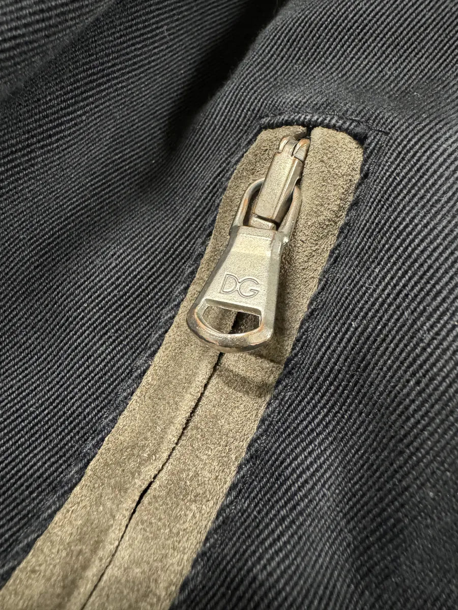 2000s Dolce & Gabbana Black & Beige Suede Cross Jacket (S/M) CBfZqGa 9