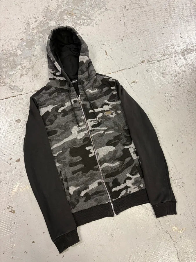 2000s Dolce & Gabbana Black & Grey Camo Zip-Up Hoodie XhStzto 3