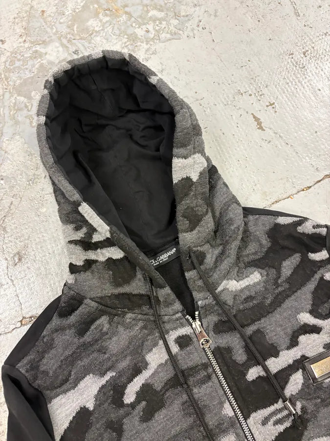 2000s Dolce & Gabbana Black & Grey Camo Zip-Up Hoodie XhStzto 4