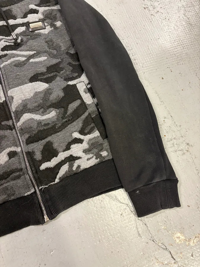 2000s Dolce & Gabbana Black & Grey Camo Zip-Up Hoodie XhStzto 7